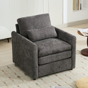 Upholstered Sofa Oversized Cloud Sofa Double Cushion Sofa Couch Armchair Single Sofa Loveseat 3-seat Sofa 6-seat Sofa Set, Beige/Gray-ModernLuxe - 1 of 4