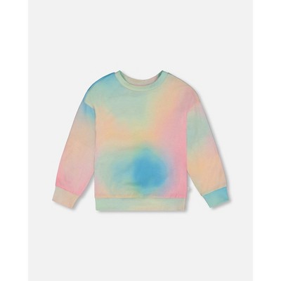 Deux par Deux Girl Printed Long Sleeve Top Multicolored Tie Dye