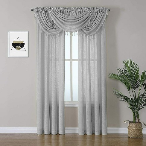 Kate Aurora Living 5 Piece Rod Pocket Sheer Window Curtains & Valances ...