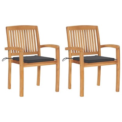 Garden Chair Set of 2 Teak Wood vidaXL