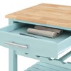 Breighton Home Ellaine 4 Tier Butcher Block Kitchen Cart with Drawer and Wine Rack in Sea Foam Blue/Butcher Block - 3 of 4