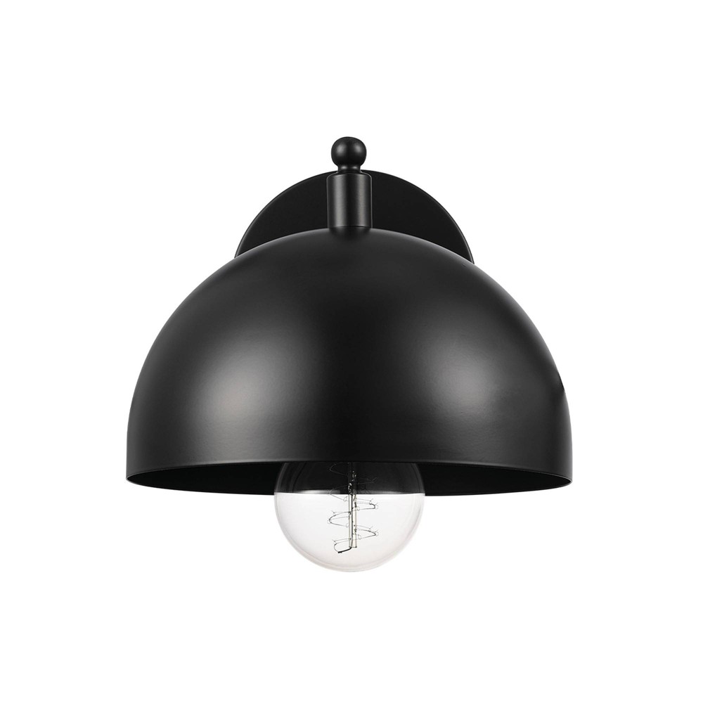 Globe Electric 1-Light Matte Black Wall Sconce: Vintage Style, Dome Shade, Dimmable, ETL Listed, Iron Body