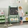 Qaba Kids Easel, 3-in-1 Double-Sided Art Easel with Paper Roll, Whiteboard & Chalkboard, Storage Baskets for Toddlers Ages 3-8 - 2 of 4