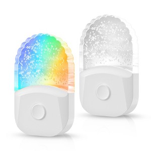 DORESshop 0.5-Watt Integrated LED Color Changing Plug-In Night Light, 3000K+RGB, Acrylic, Dimmable, Dusk to Dawn, White, 4-Pack - 1 of 4