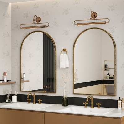 VYNXARIA 36"x24" Arched Mirror,Wall Mirror for Bathroom,Vanity Mirror or Wall Decor Arch Mirror for LivingRoom Bedroom Entryway,Gold