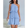 Women's Asymmetrical One-Shoulder Dress - Tiered Chiffon Midi Dress with Flowy Silhouette - 3 of 4