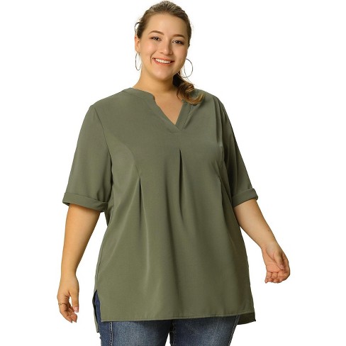 Women's plus 2025 size green tops