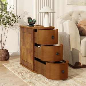 Whisen End Table, Sofa Side Table with Charging Station, 3 Drawers Storage, No Assembly Required - 1 of 4