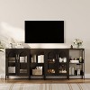 39.4" Modern Sideboard Buffet Cabinet with Glass Doors, Wooden Storage Cabinet, Coffee Bar Cabinet with 2 Open Storage Shelves and Metal Handle - 3 of 4