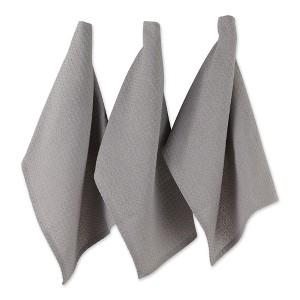 Design Imports  Recycled Cotton Waffle Dishtowel Set 6 Piece, 18X26", Gray - 1 of 4