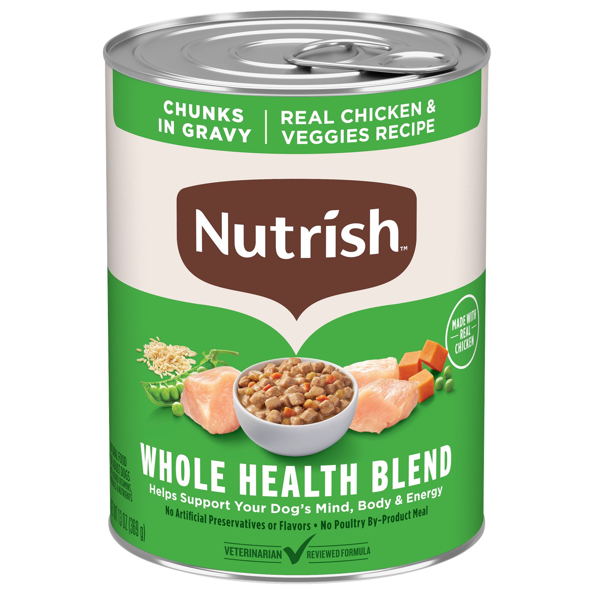 Nutrish Chunks in Gravy Real Chicken and Vegetable Recipe Whole Health Blend Wet Dog Food - 13oz