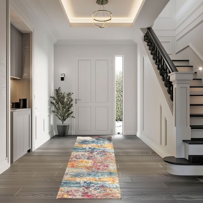 9' x 12' Multicolor Abstract Synthetic Area Rug