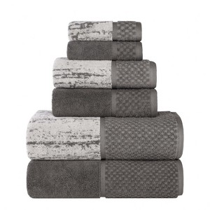 100% Cotton Medium Weight Two-Toned Jacquard and Solid Assorted Towel Set by Blue Nile Mills - 1 of 4