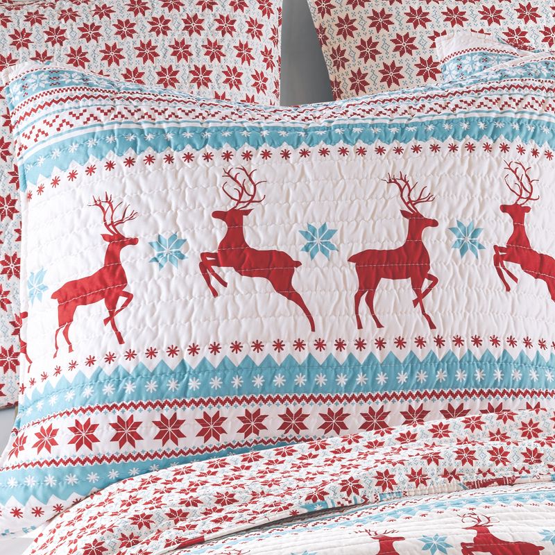 Silent Night Teal Holiday Quilt Set - Levtex Home, 4 of 6