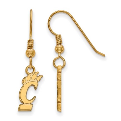 Black Bow Jewelry 14k Yellow Gold Plated Sterling Silver Cincinnati Bearcats NCAA Dangle Earring - image 1 of 3