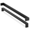 Cauldham Solid Stainless Steel Cabinet Hardware Square Pull Matte Black (16-3/8" Hole Centers) - 2 Pack - 2 of 4