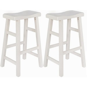 eHemco Heavy-Duty Solid Wood Saddle Seat Kitchen Counter Barstools, 29 Inches, Set of 2 - 1 of 4