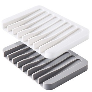 Aoibox 2-Pack Silicone Soap Dishes with Self-Draining Design, Soap Holder & Saver for Shower, Bathroom, Kitchen, Bath Tub, Sponges, Extends Soap Life - 1 of 4