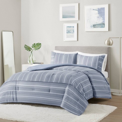 Beautyrest 3pc Full/queen Kent Striped Herringbone Oversized Comforter ...