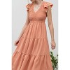 August Sky Women's V-neck Smocked Tiered Midi Dress - 4 of 4