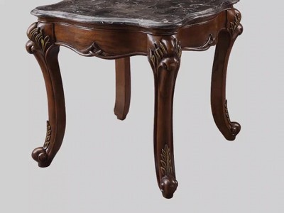 Miyeon Cherry Wood End Table with Marble Top