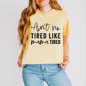 Simply Sage Market Ain't No Tired Like Mama Tired Boxy Crop Top - 1 of 4