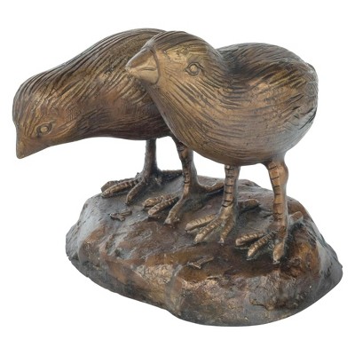 Design Toscano Twin Baby California Quail Solid Cast Bronze Garden Statue