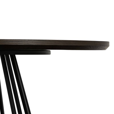 Motion Oak and Metal Round Dining Table, Seats 4, 51"