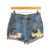 Women's Patchwork Detailed Denim Shorts - Easel - 3 of 4
