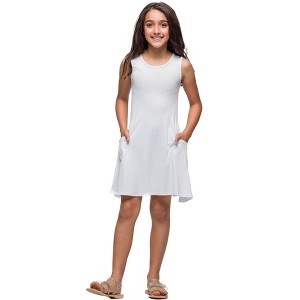 Girls Sleeveless Pocket Swing Dress - 24sevenKid™ - 1 of 4