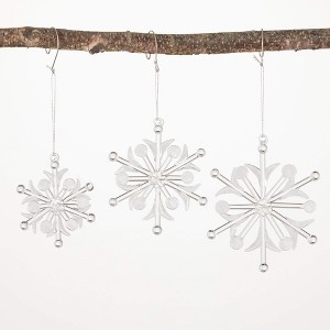 4"H  3.75"H and 3.5"H Sullivans Glitter Snowflake Ornament - Set of 3  Clear Christmas Ornaments - 1 of 2
