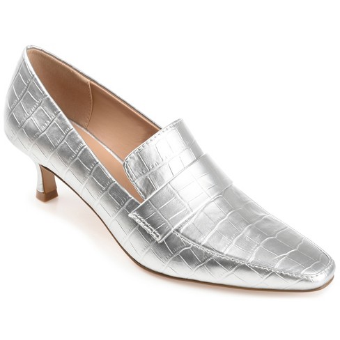 Silver pumps wide clearance width