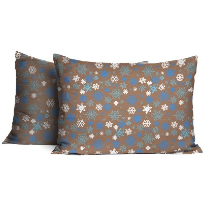 Queen Blue and Tan Cotton Flannel Sheet Set
