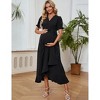 Coolmee Maternity Puff short Sleeve Maxi Dress V Neck Pregnancy Dresses for Baby Shower Photoshoot - 2 of 4