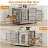 Gikpal Wooden Dog Crate Furniture, Stylish Dogs Kennel for Small to Extra Large, Double Door & A Cushion & 360°Wheel, Metal, Chew-Proof, Dog Cage - 4 of 4