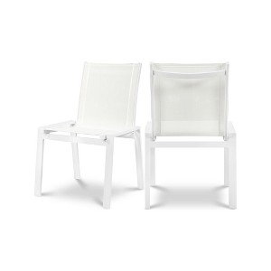 Meridian Furniture,Nizuc Mesh Water Resistant Fabric Outdoor Patio Dining Chair, Set of 2 - 1 of 4