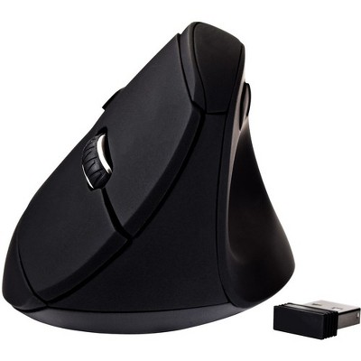 V7 Vertical Ergonomic 6-Button Wireless Optical Mouse - Optical - Wireless - Radio Frequency - Black - USB - 1600 dpi - Scroll Wheel - 6 Button(s)