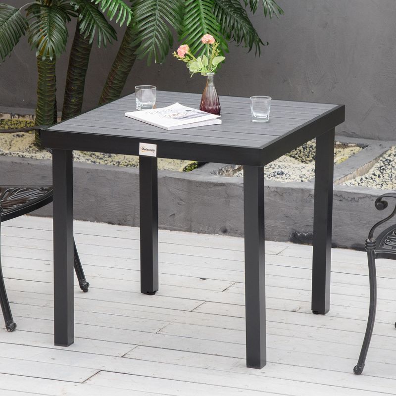 Outsunny Patio Dining Table, Rectangular Aluminum Outdoor Table for Garden Lawn Backyard, Black, 2 of 7