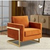 LeisureMod Lincoln Accent Arm Chair Upholstered in Velvet with Gold Frame - 2 of 4