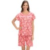 Collections Etc Floral Pajama Short Sleeve Shirt and Shorts Set - 2 of 4