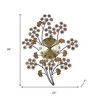 HomeRoots 22" Copper Metal And Faux Crystal Silent Analog Gingko Floral Wall Clock - 3 of 4