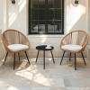 3 Piece Modern Outdoor Garden Bistro Set,Metal Patio Tea Table Set,Outdoor Round Coffee Table and 2 Swivel Rattan Chairs Set-Coolbibila - 2 of 4