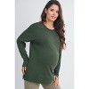 Hello Miz Women's Crew Neck Side Zip Maternity Nursing Pullover Top - 2 of 4