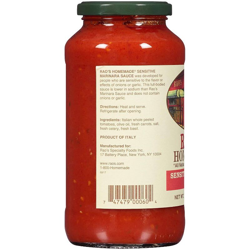 Rao&#39;s Homemade Sensitive Formula Marinara Sauce Premium Quality All Natural Tomato Sauce &#38; Pasta Sauce Keto Friendly Carb Conscious - 24oz, 6 of 7