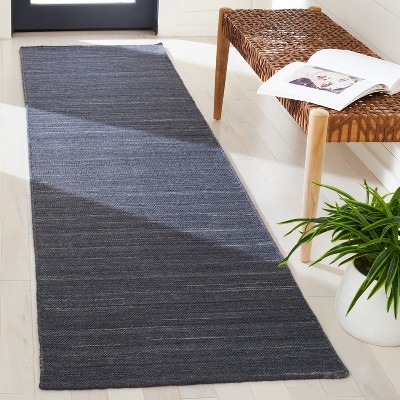 Handmade Gray Wool Flat Woven Area Rug 27" x 8"