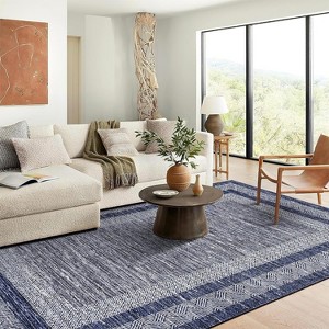 Modern Rug Thin Washable Non-Slip Geometric Border Low Pile Foldable Soft Non-Shedding Indoor Accent Carpet - 1 of 4