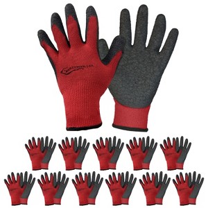 Bison Life Ultra Stretch Latex Crinkle Coated Grip Work Gloves for Gardening and Outdoor Tasks, One Size - 12 Pairs - 1 of 4