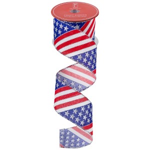 Northlight Patriotic Stars and Stripes Wired Craft Ribbon - 2.5" x 10 Yards - 1 of 4