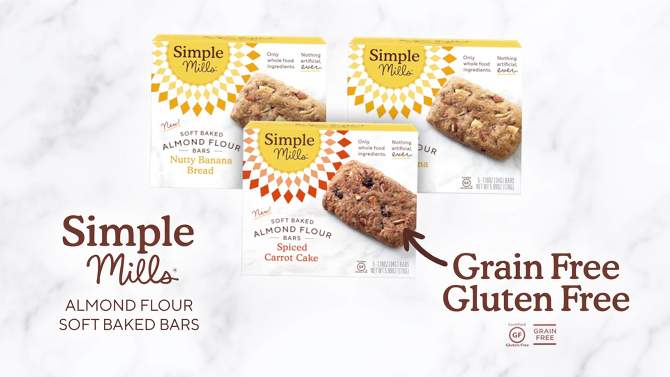 Simple Mills Gluten Free Nutty Banana Bread Soft-Baked Almond Flour Bars - 5ct, 2 of 7, play video