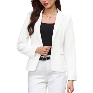INSPIRE CHIC Women's Business Notched Collar Long Sleeve Front Pockets Work Office Suit Blazers - 1 of 4